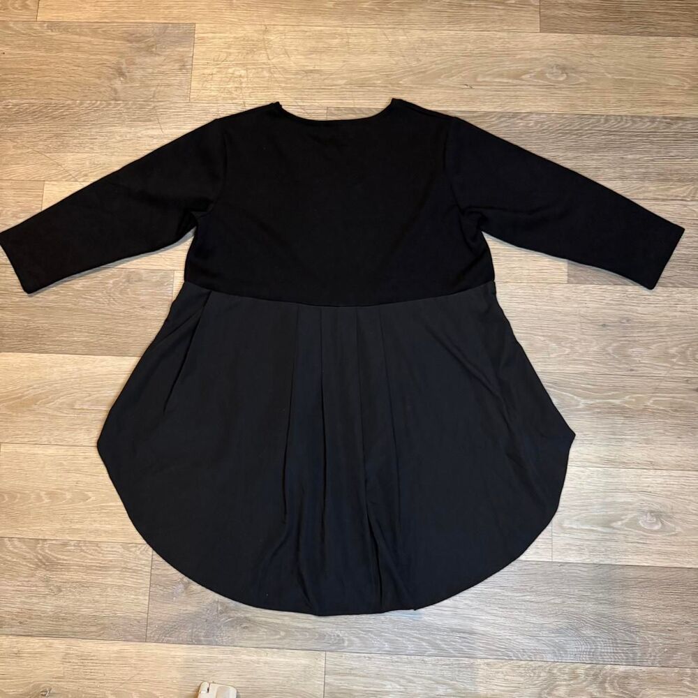 Black High Low Ruffle Peplum Blouse 3/4 Sleeve Crewneck Tunic Top Boho - Picture 5 of 5